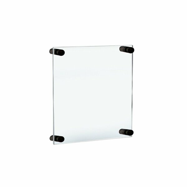 Azar Displays Floating Acrylic Wall Frame with Black Stand Off Caps 105512-BLK